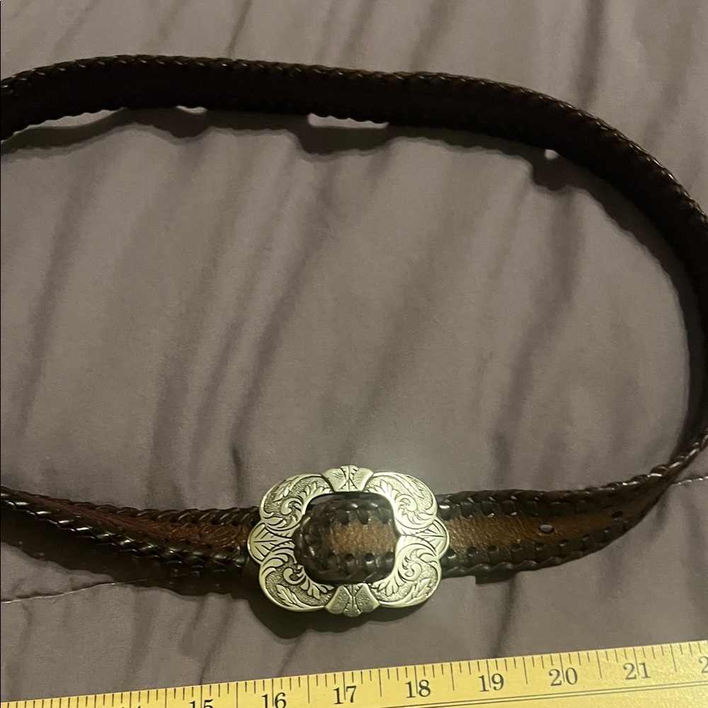 Polo by Ralph Lauren Dark Brown Belt with Intricate Silver Buckle